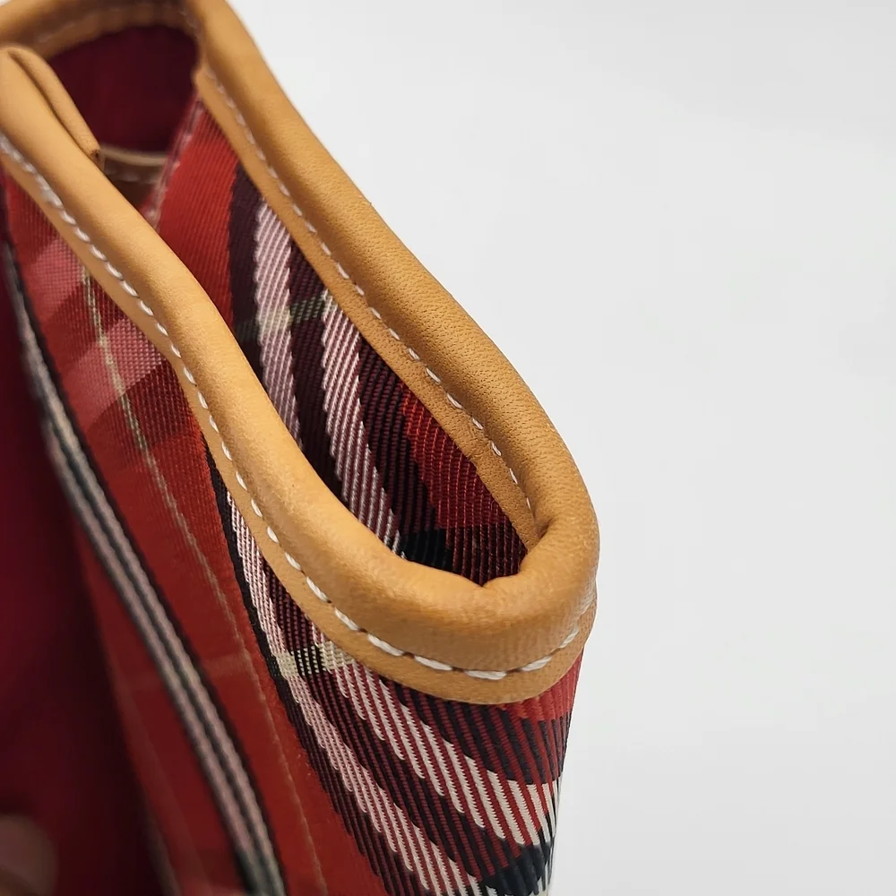 Burberry Nova Check Blue Label Waist Crossbody Bag Canvas Red..Authentic..